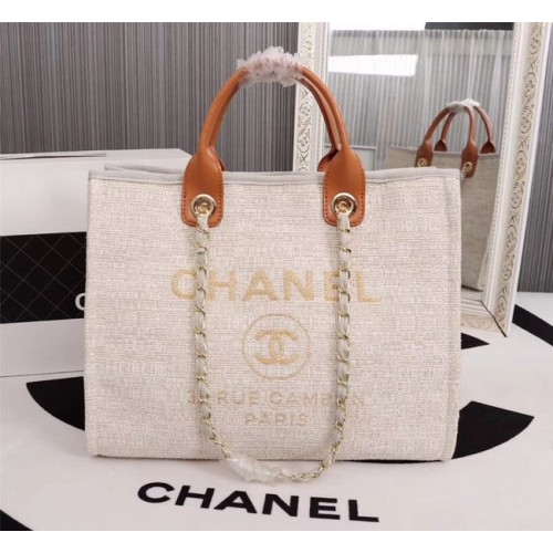 Chanel Canvas Tote Einkaufstasche 8099 cremefarben