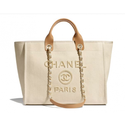 Chanel Canvas Tote Einkaufstasche A66941 Creme