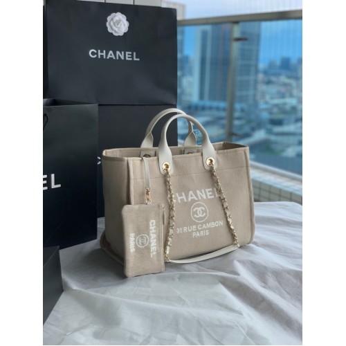Chanel Canvas Tote Einkaufstasche B66941 hellgrau