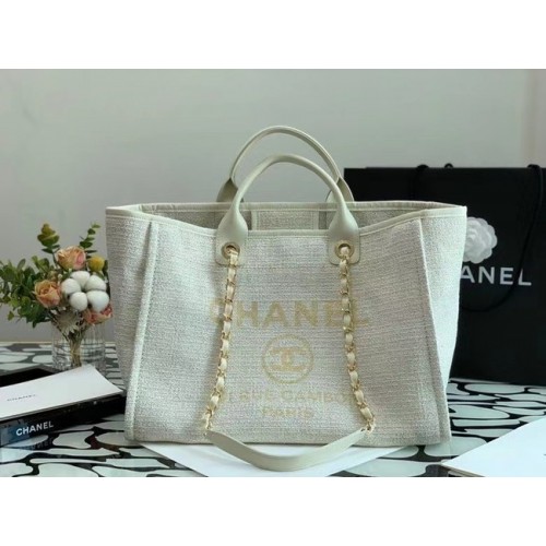 Chanel Canvas Tote Einkaufstasche B66941 weiß