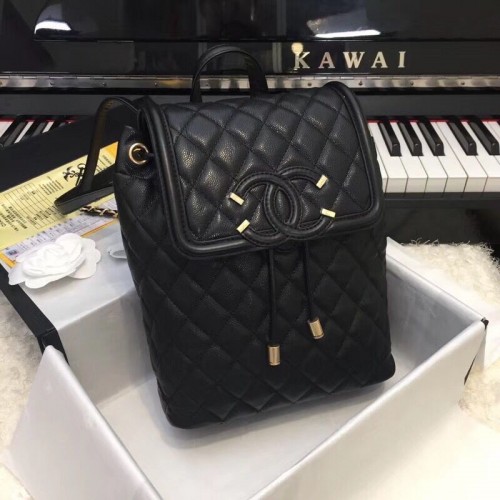 Chanel Caviar Leather Rucksack Original Leder 83430 Schwarz