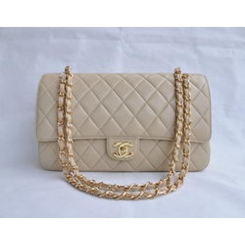 Chanel Classic 2.55 Series Apricot Lammleder Golden Chain Quilted Flap Bag 1113