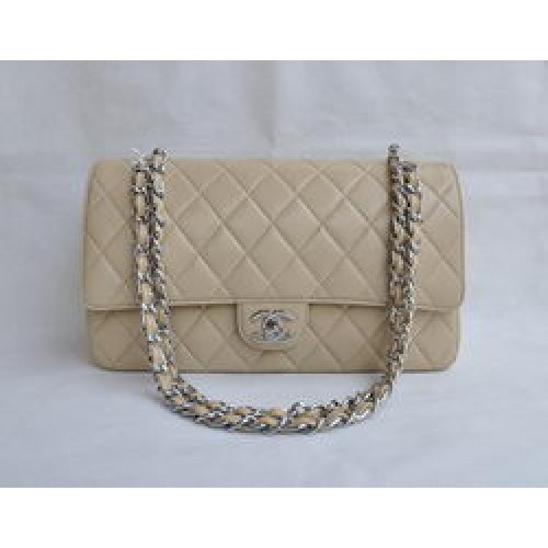 Chanel Classic 2.55 Series Apricot Lammleder Silberkette gesteppte Flap Bag 1113