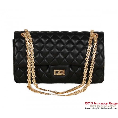 Chanel Classic 2.55 Series Tasche Schwarzes Schafsleder 1112 Gold