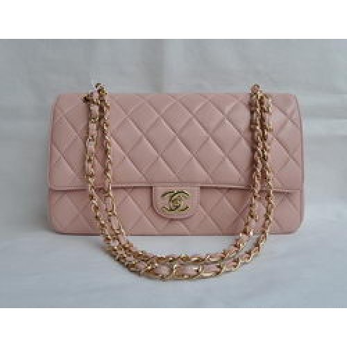 Chanel Classic 2.55 Series Pink Lammleder Golden Chain Quilted Flap Bag 1113