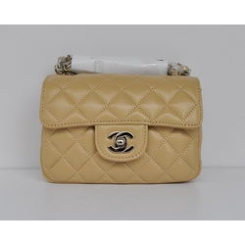 Chanel Classic Apricot Lambskin Silver Chain Quilted Flap Bag 1115
