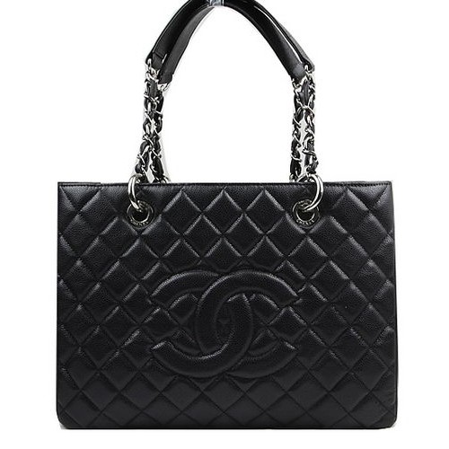 Chanel Classic Coco Bag Schwarz GST Kaviarleder A50995 Silber