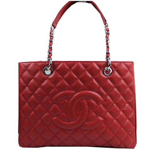 Chanel Classic Coco Bag Rot GST Kaviarleder A50995 Silber