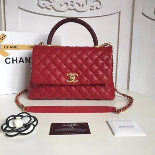 Chanel Classic Deep Red Top Handle Bag Original Caviar Leather A92215 rot