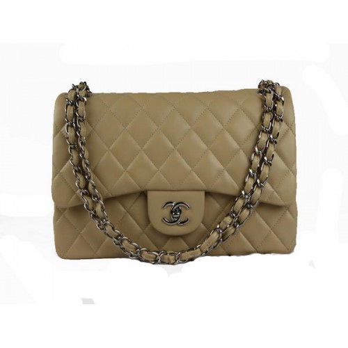 Chanel Classic Flap Bag 1113 Aprikose Original Schafsleder Silber
