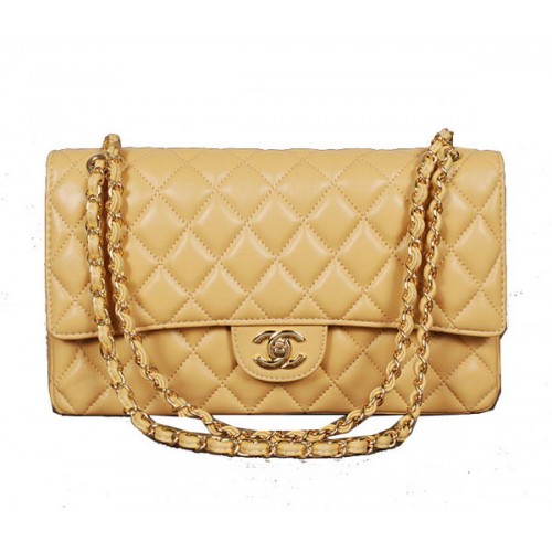 Chanel Classic Flap Bag 1113 Aprikose Schafsleder Gold