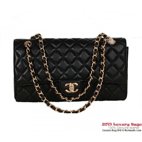 Chanel Classic Flap Bag 1113 Schwarzes Schaffell Gold
