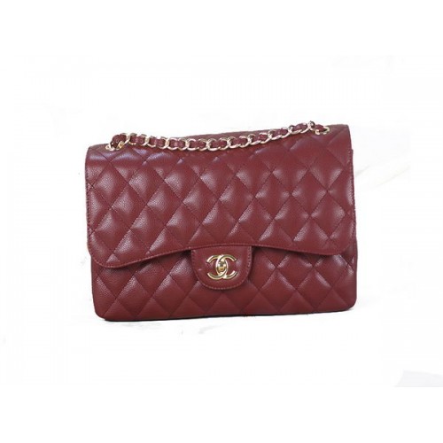 Chanel Classic Flap Bag 1113 Burgund Original Cannage Muster Leder Gold