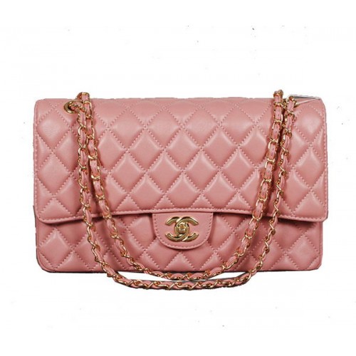 Chanel Classic Flap Bag 1113 Rosa Schafsleder Gold