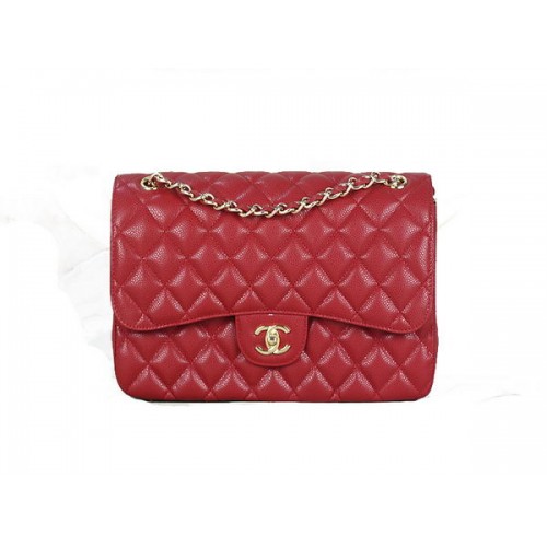 Chanel Classic Flap Bag 1113 Rot Original Cannage Muster Leder Gold