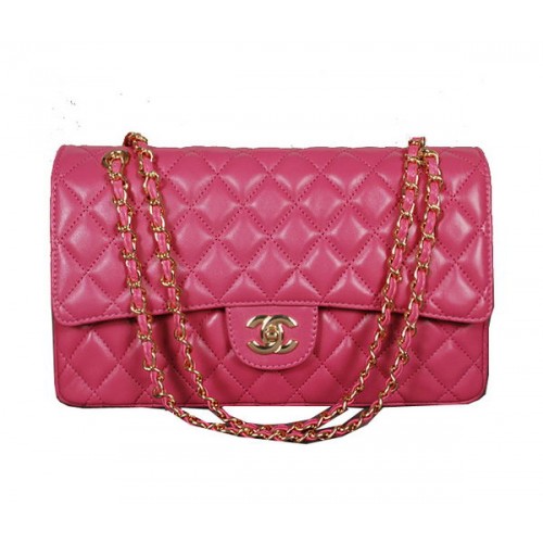 Chanel Classic Flap Bag 1113 Rose Schafsleder Gold