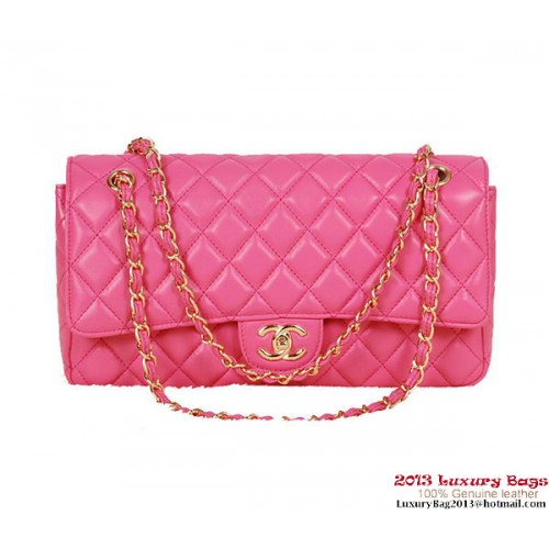 Chanel Classic Flap Bag 1113 Rose Schaffell Gold
