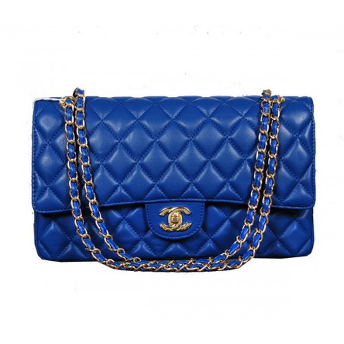 Chanel Classic Flap Bag 1113 RoyalBlue Schafsleder Gold