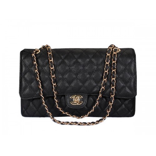 Chanel Classic Flap Bag 1119 Schwarz Cannage Muster Leder Gold