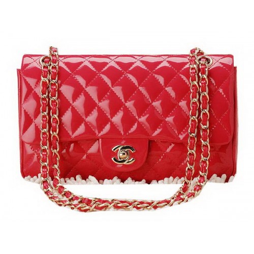 Chanel Classic Flap Bag 2.55 Series Lackleder CHA1112 Pfirsich