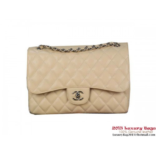 Chanel Classic Flap Bag Apricot Original Cannage Patterns Leder Silber
