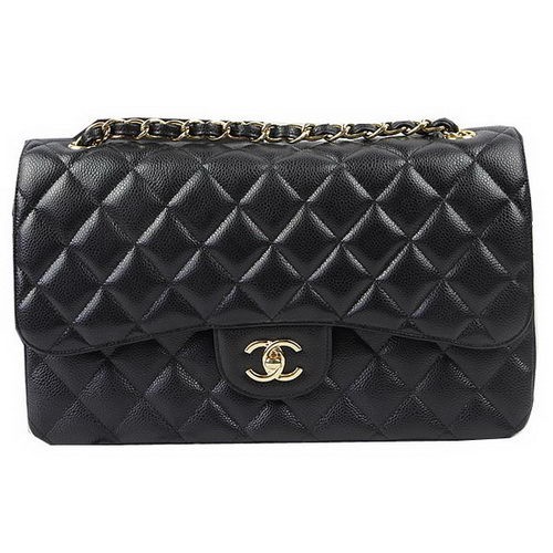 Chanel Classic Flap Bag Schwarz Cannage Muster CF1113 Gold