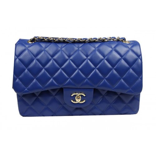 Chanel Classic Flap Bag Blau Original Leder CF1113 Gold