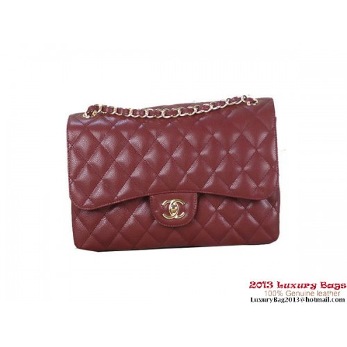 Chanel Classic Flap Bag Bordeaux Original Cannage Patterns Leder Gold