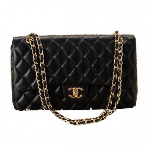Chanel Classic Flap Bag CHA1113 Schwarzes Schafsleder
