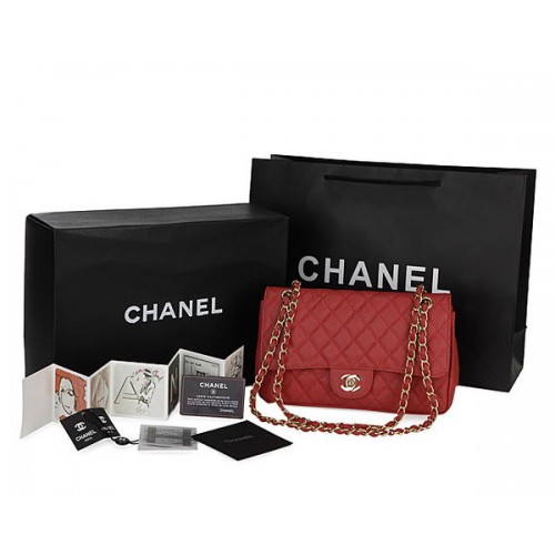 Chanel Classic Flap Bag Cannage Muster CHA1113 Rot