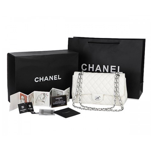 Chanel Classic Flap Bag Cannage Muster CHA1113 Weiß