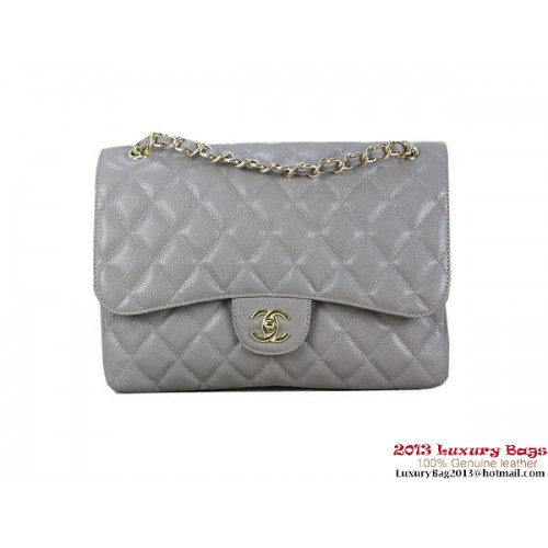 Chanel Classic Flap Bag Grau Original Cannage Patterns Leder Gold