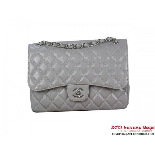 Chanel Classic Flap Bag Grau Original Cannage Patterns Leder Silber
