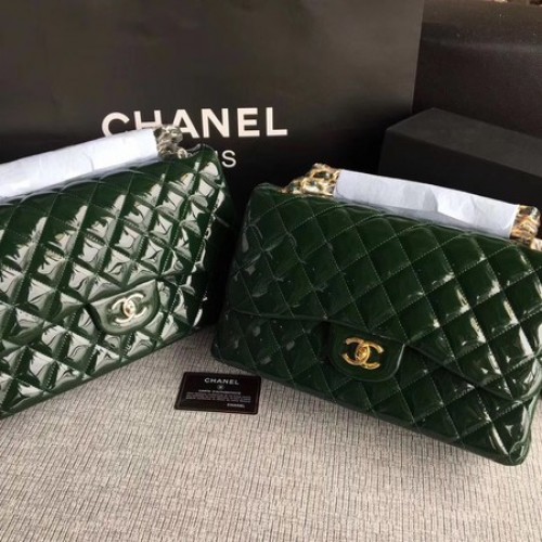 Chanel Classic Flap Bag Original Leder A1113 Grün