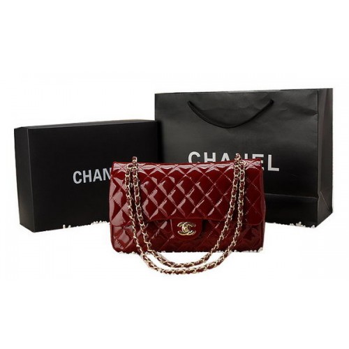 Chanel Classic Flap Bag Lackleder CHA1113 Burgund