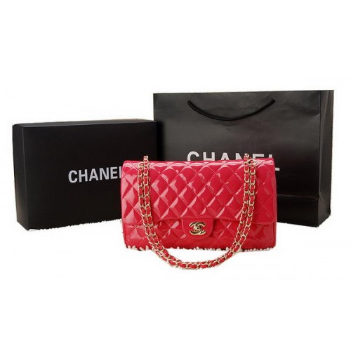 Chanel Classic Flap Bag Lackleder CHA1113 Pfirsich