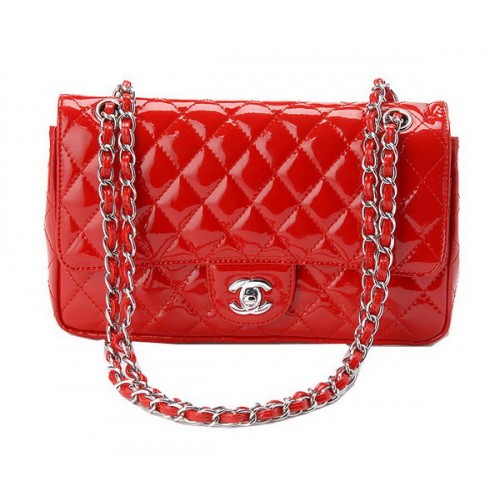 Chanel Classic Flap Bag Lackleder CHA1113 Rot