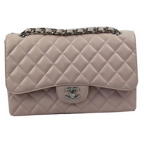 Chanel Classic Flap Bag Pink Cannage Muster CF1113 Silber