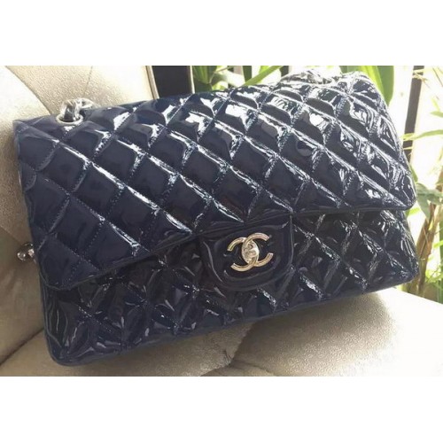 Chanel Classic Flap Bag Royal Original Lackleder A1113 Silber