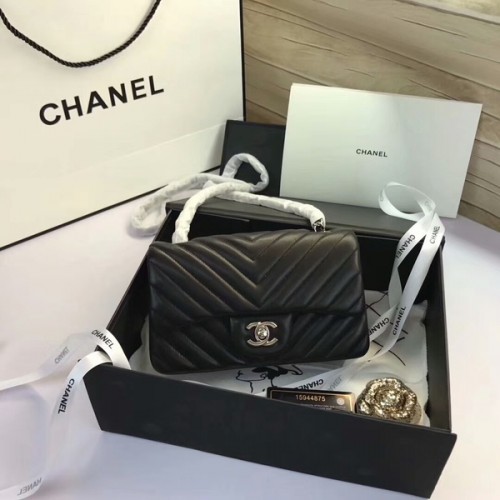 Chanel Classic Flap Bags Schwarz Original Schafsleder 1116 Silber
