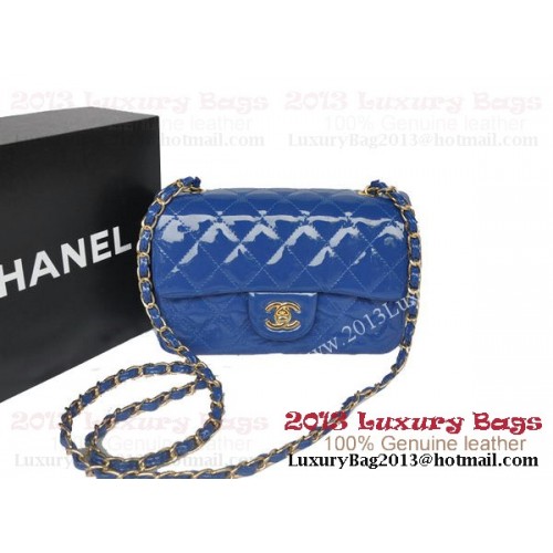 Chanel Classic Flap Bags Blau Original Lackleder A1116 Gold