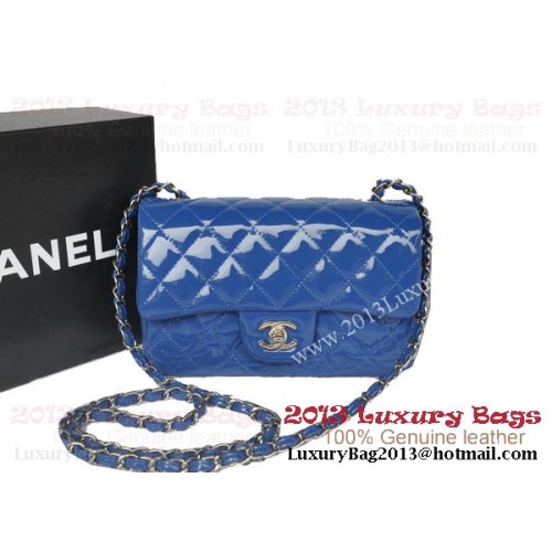 Chanel Classic Flap Bags Blau Original Lackleder A1116 Silber