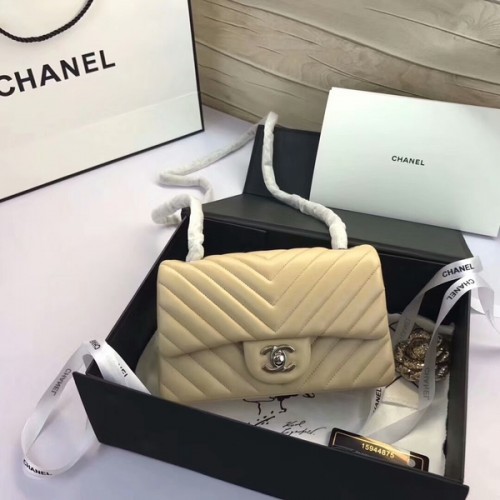 Chanel Classic Flap Bags Camel Original Schafsleder 1116 Silber