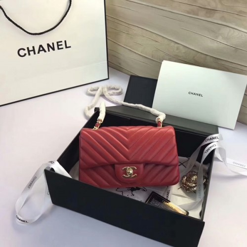 Chanel Classic Flap Bags Rot Original Schafsleder 1116 Gold