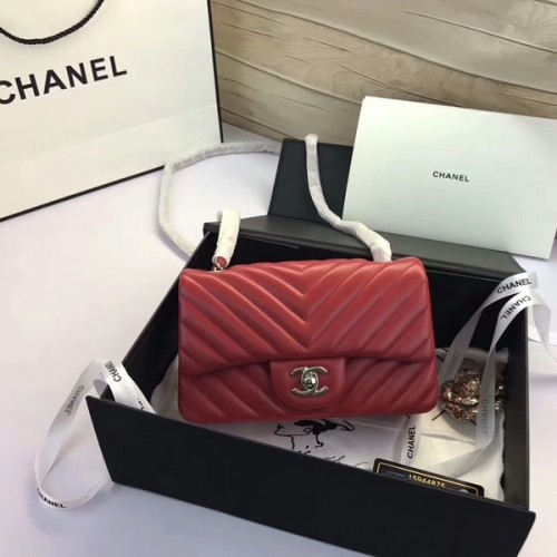 Chanel Classic Flap Bags Rot Original Schafsleder 1116 Silber