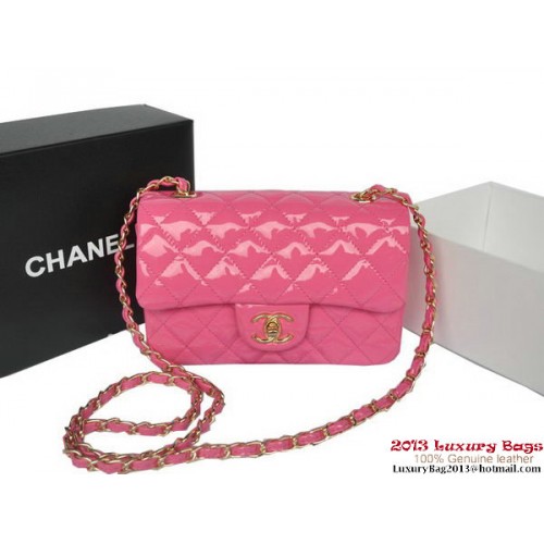 Chanel Classic Flap Bags Rose Original Lackleder A1116 Gold