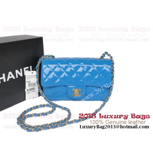 Chanel Classic Flap Bags SkyBlue Original Lackleder A1116 Gold
