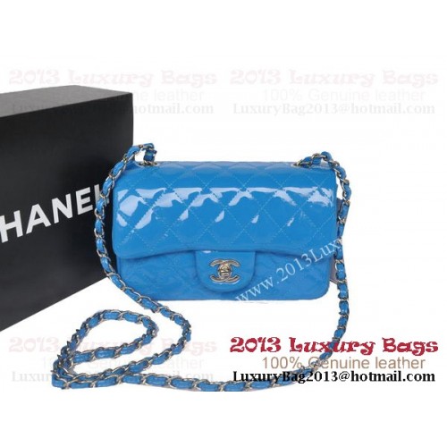 Chanel Classic Flap Bags SkyBlue Original Lackleder A1116 Silber