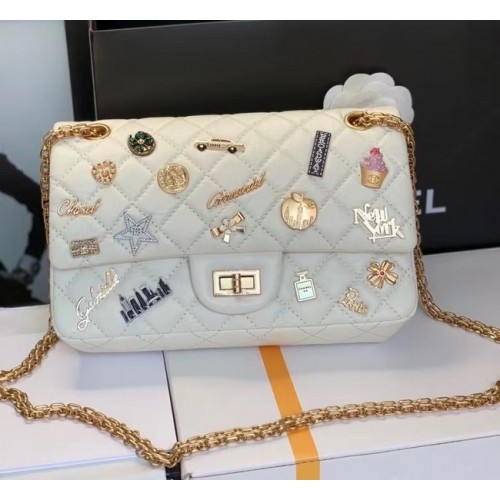 Chanel Classic Flap Umhängetasche Original Schafsleder AS30225 weiß