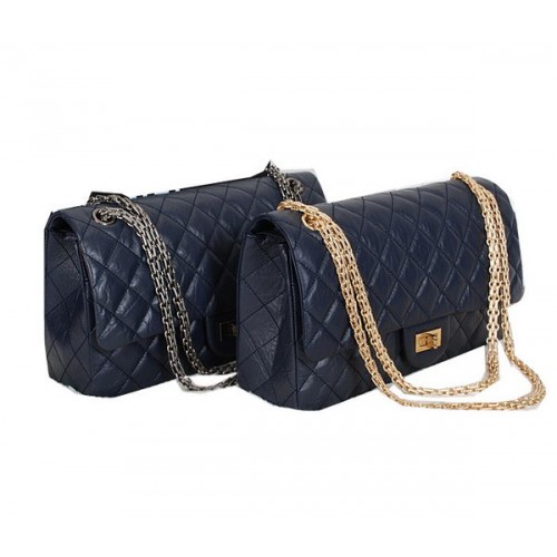 Chanel Classic Flap Umhängetaschen A226 Blau Original Schafsleder
